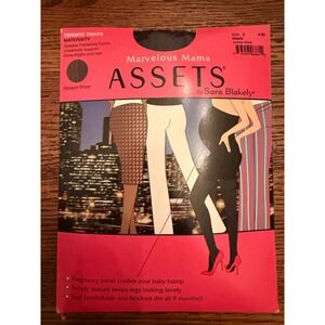 Assets by Sara Blakely Marvelous Mama Maternity Opaque Patterned Tights Size2‎